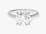Cathedral Round Cut Lab Grown Diamond Engagement Ring with Pave Set Side Stones (3.00 CT)