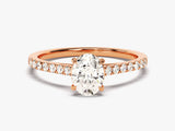 Cathedral Oval Cut Moissanite Engagement Ring with Pave Set Side Stones (1.00 CT)