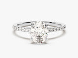 Cathedral Oval Cut Moissanite Engagement Ring with Pave Set Side Stones (1.50 CT)