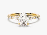 Cathedral Oval Cut Moissanite Engagement Ring with Pave Set Side Stones (1.50 CT)
