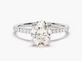 Cathedral Oval Cut Diamond Engagement Ring with Pave Set Side Stones (2.00 CT)