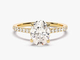 Cathedral Oval Cut Lab Grown Diamond Engagement Ring with Pave Set Side Stones (2.00 CT)