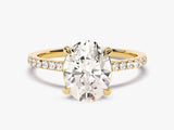 Cathedral Oval Cut Lab Grown Diamond Engagement Ring with Pave Set Side Stones (3.00 CT)