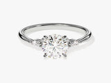Cluster Accent Round Cut Diamond Engagement Ring (1.00 CT)