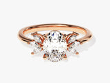 Marquise Cluster Accent Oval Cut Moissanite Engagement Ring (1.50 CT)
