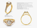 Split Double Band Halo Diamond Engagement Ring (1.00 CT)