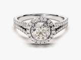 Split Double Band Halo Diamond Engagement Ring (1.00 CT)
