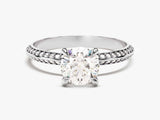 Pave Set Milgrain Knife Edge Moissanite Engagement Ring (1.00 CT)
