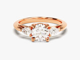 Three Stone Diamond Engagement Ring with Pear Cut Accents (2.00 CT)