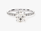 Hidden Halo Oval Diamond Engagement Ring with Sidestones (1.50 CT)
