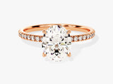 Hidden Halo Oval Diamond Engagement Ring with Sidestones (2.00 CT)