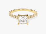 Princess Cut Diamond Engagement Ring with Pave Set Side Stones (1.00 CT)