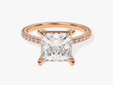 Princess Cut Moissanite Engagement Ring with Pave Set Side Stones (3.00 CT)