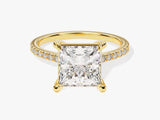 Princess Cut Lab Grown Diamond Engagement Ring with Pave Set Side Stones (3.00 CT)