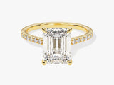 Emerald Cut Moissanite Engagement Ring with Pave Set Side Stones (3.00 CT)