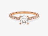 Cushion Cut Diamond Engagement Ring with Pave Set Side Stones (1.00 CT)