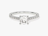 Cushion Cut Diamond Engagement Ring with Pave Set Side Stones (1.00 CT)