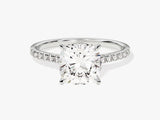 Cushion Cut Moissanite Engagement Ring with Pave Set Side Stones (3.00 CT)
