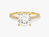 Cushion Cut Moissanite Engagement Ring with Pave Set Side Stones (3.00 CT)