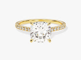 Cushion Cut Diamond Engagement Ring with Pave Set Side Stones (3.00 CT)