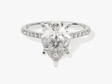 Pear Cut Lab Grown Diamond Engagement Ring with Pave Set Side Stones (3.00 CT)