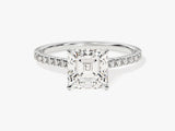 Asscher Cut Diamond Engagement Ring with Pave Set Side Stones (2.00 CT)