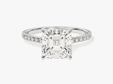 Asscher Cut Lab Grown Diamond Engagement Ring with Pave Set Side Stones (3.00 CT)