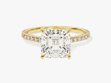 Asscher Cut Moissanite Engagement Ring with Pave Set Side Stones (3.00 CT)
