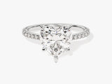 Heart Cut Moissanite Engagement Ring with Pave Set Side Stones (3.00 CT)