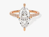Marquise Cut Lab Grown Diamond Engagement Ring with Pave Set Side Stones (3.00 CT)