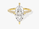 Marquise Cut Lab Grown Diamond Engagement Ring with Pave Set Side Stones (3.00 CT)