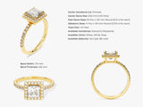 Princess Halo Diamond Engagement Ring with Pave Set Side Stones (1.00 CT)