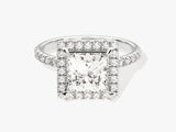 Princess Halo Diamond Engagement Ring with Pave Set Side Stones (2.00 CT)