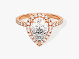 Pear Halo Diamond Engagement Ring with Pave Set Side Stones (2.00 CT)