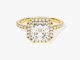 Asscher Halo Diamond Engagement Ring with Pave Set Side Stones (2.00 CT)