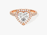 Heart Halo Diamond Engagement Ring with Pave Set Side Stones (2.00 CT)