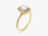 Radiant Halo Diamond Engagement Ring with Pave Set Side Stones (1.00 CT)