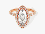 Marquise Halo Diamond Engagement Ring with Pave Set Side Stones (2.00 CT)