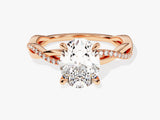 Oval Twisted Diamond Engagement Ring with Pave Set Side Stones (2.00 CT)