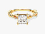 Princess Twisted Diamond Engagement Ring with Pave Set Side Stones (1.00 CT)