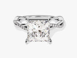 Princess Twisted Diamond Engagement Ring with Pave Set Side Stones (3.00 CT)