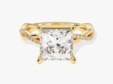 Princess Twisted Lab Grown Diamond Engagement Ring with Pave Set Side Stones (3.00 CT)