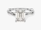 Emerald Twisted Diamond Engagement Ring with Pave Set Side Stones (2.00 CT)