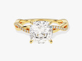 Cushion Twisted Diamond Engagement Ring with Pave Set Side Stones (3.00 CT)