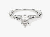Pear Twisted Diamond Engagement Ring with Pave Set Side Stones (1.00 CT)