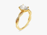 Pear Twisted Diamond Engagement Ring with Pave Set Side Stones (1.50 CT)