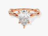 Pear Twisted Diamond Engagement Ring with Pave Set Side Stones (2.00 CT)