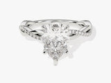Pear Twisted Diamond Engagement Ring with Pave Set Side Stones (2.00 CT)
