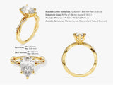Pear Twisted Diamond Engagement Ring with Pave Set Side Stones (3.00 CT)