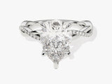 Pear Twisted Moissanite Engagement Ring with Pave Set Side Stones (3.00 CT)